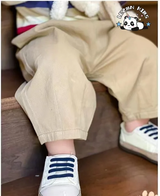 LEZONKIDS - Customizable Factory Wholesale Waistband Casual Locking Hem Pants Toddler Cotton Harem Pants Baby Boy Pants